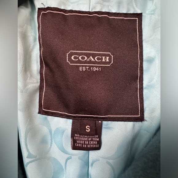 Coach peacock blue, shawl collar coat. - Picture 4 of 7